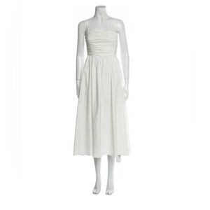 Reformation Cream Ruched Tiered Sundress